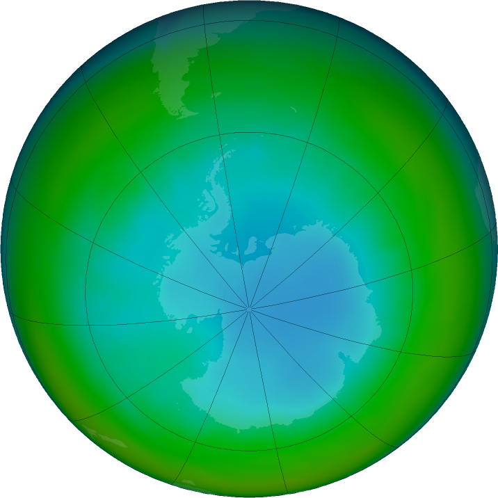 Antarctic ozone map for July 2017